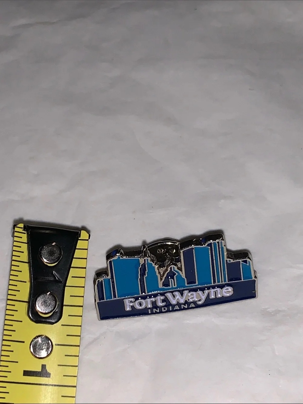Fort Wayne Indiana Skyline Enamel Lapel Pin - Blue